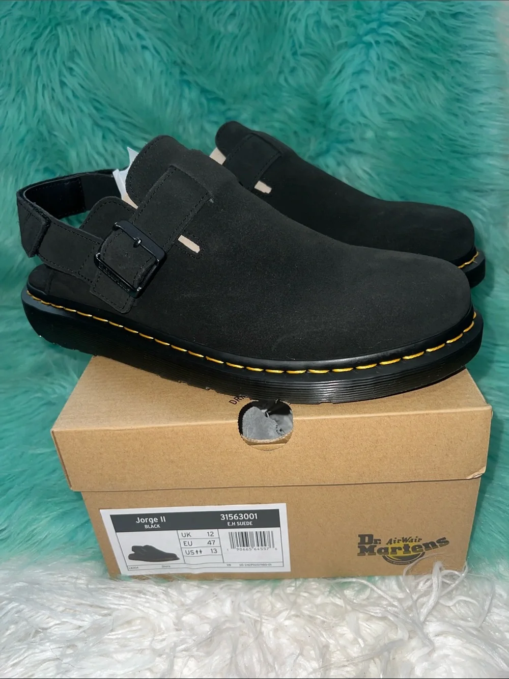 NIB Dr. Martens Black Suede Jorge II Slip-On Loafers with Buckle US 13